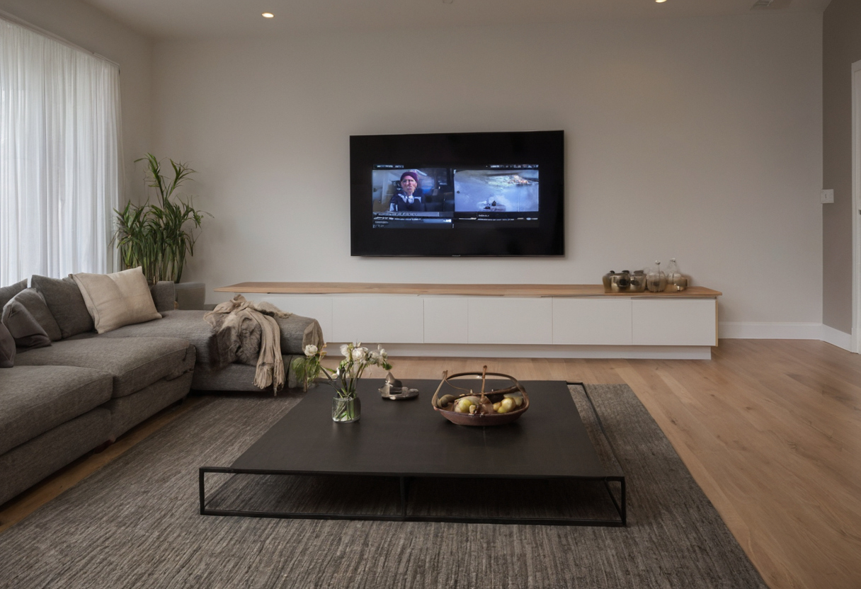 TV cord reach must be tested in mounted and service positions shown in a luxury residential interior
