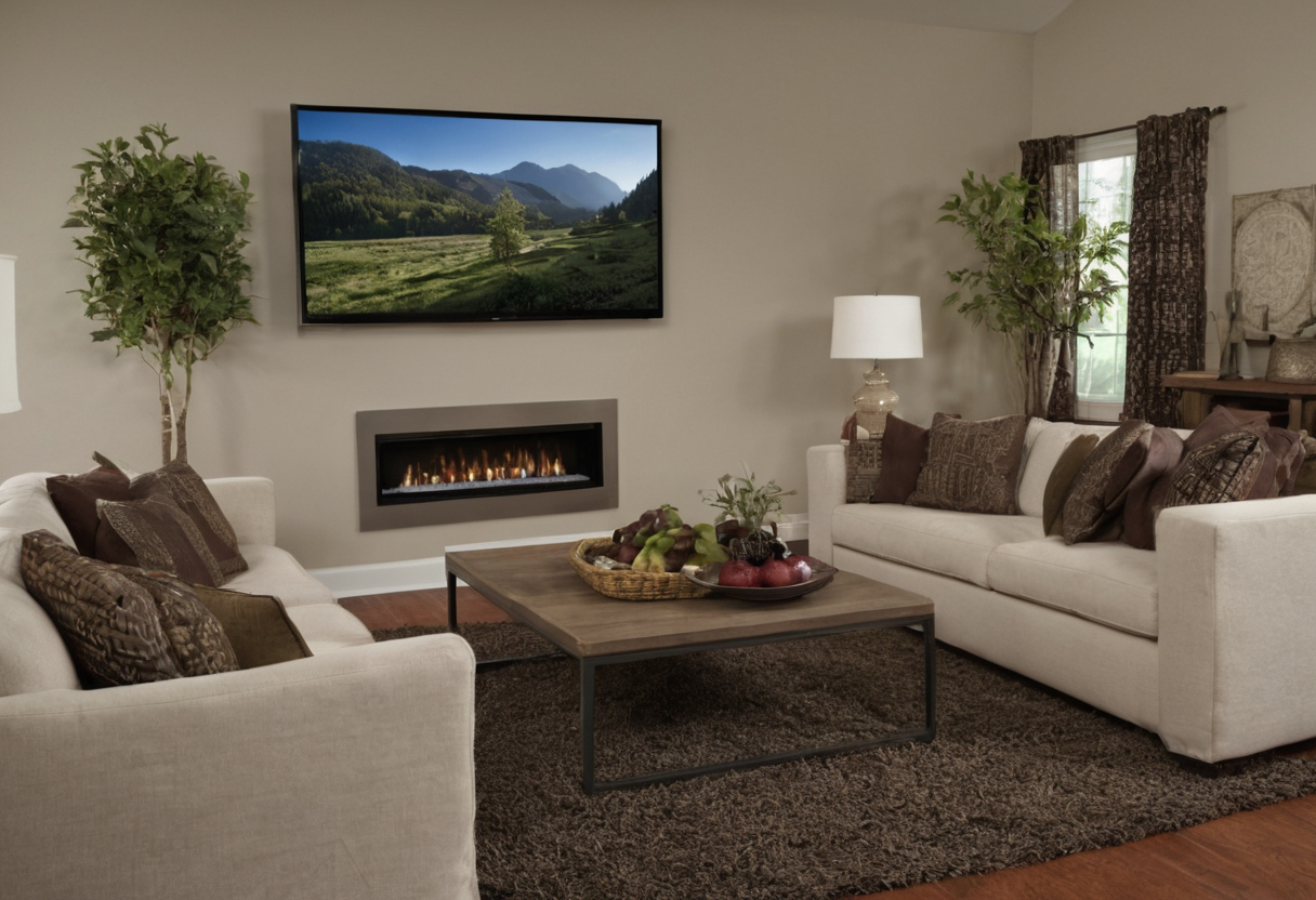 How does screen placement constrain modern coffee table clearance